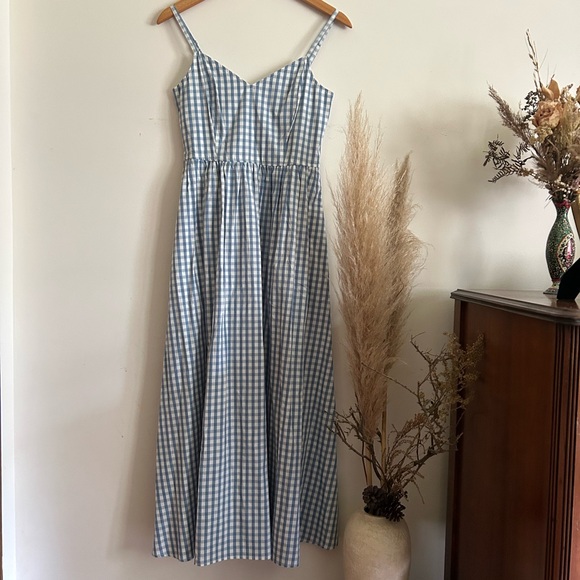 GAP Dresses & Skirts - Gap Blue Gingham Spaghetti Strap Maxi Dress - Women